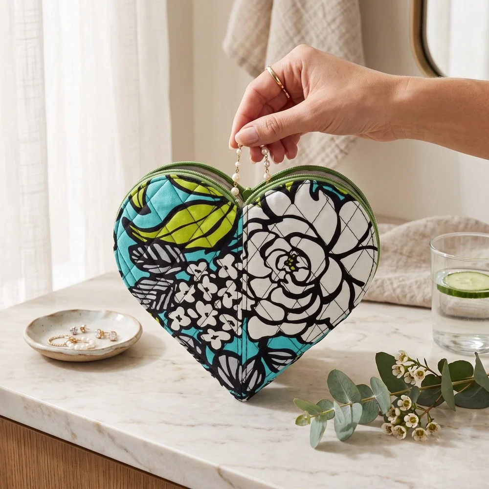 Vera Bradley From My Heart Jewelry Case Island Blooms Heart Travel Organizer NWT